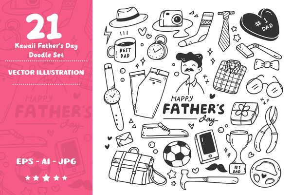 Kawaii Father's Day Doodle Set