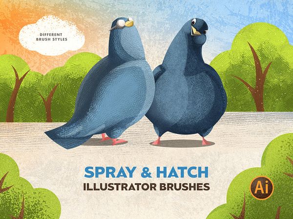 Spray & Hatch Illustrator Brushes