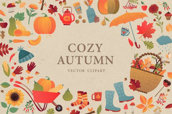 Cozy Autumn. Botanical and Farm Kit