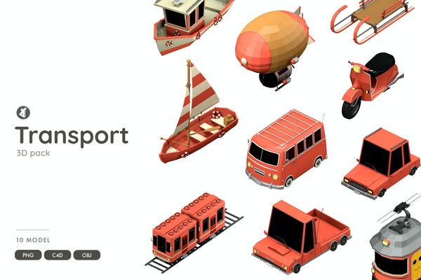 $ Transportation 3D object pack