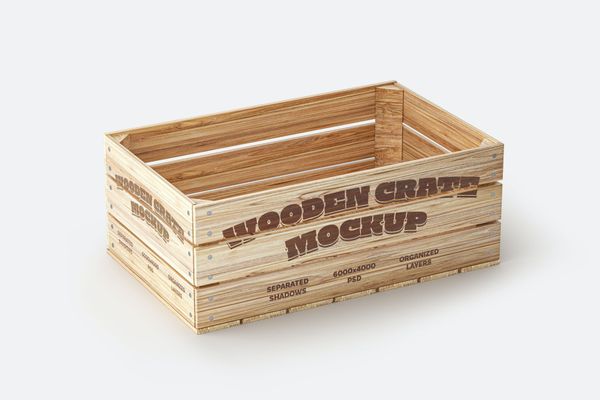 $ Wooden Crate Mockup
