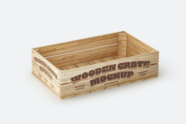 $ Wooden Crate Mockup