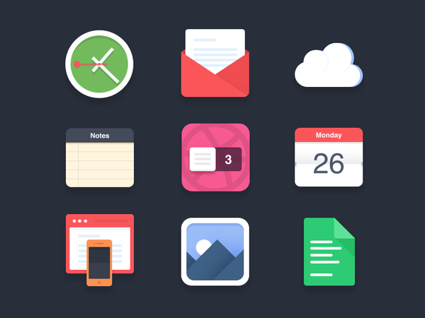 Flat icons (PSD) - 3 Dribbble invites