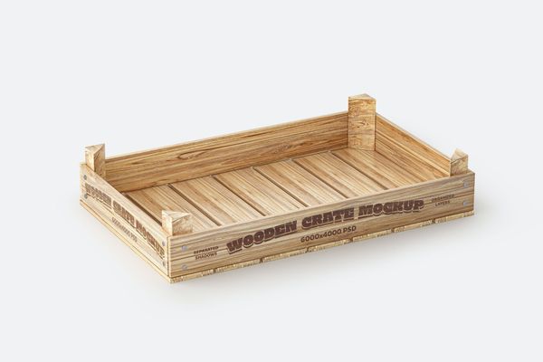 $ Wooden Crate Mockup