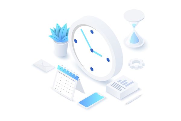 $ Isometric Time Management Illustration