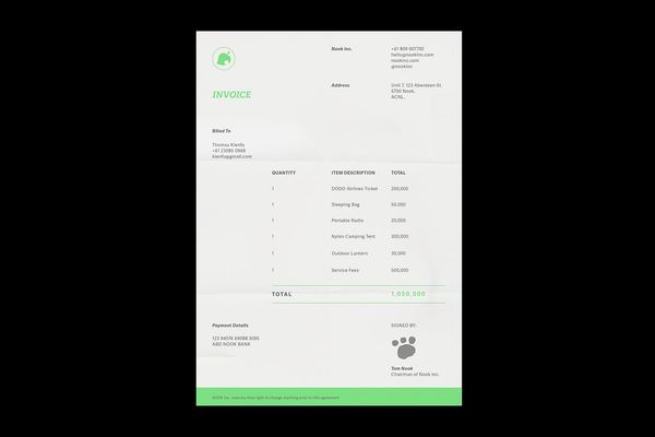 Animal Crossing New Horizons | Invoices