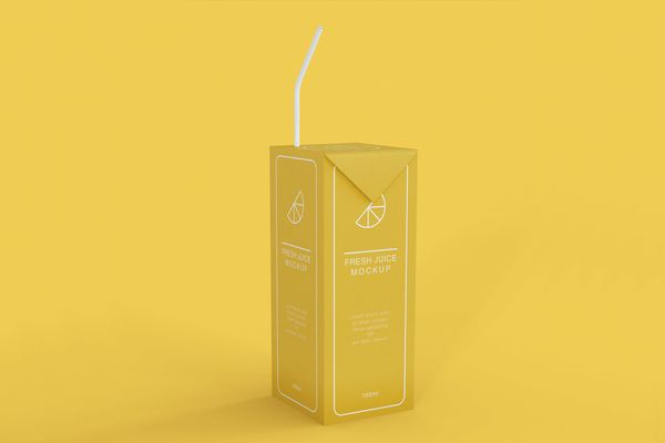 $ Juice Carton Packaging Mockup