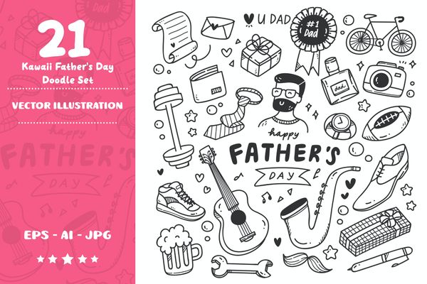 Kawaii Father's Day Doodle Set