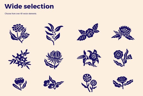 Botanical Linocut Vector Set