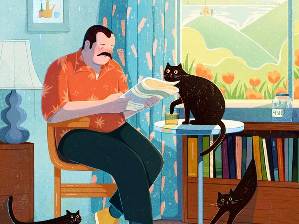 Man with cats