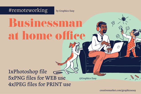 $ Businessman at home office