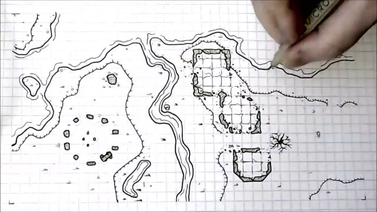 Time-Lapse Hand-Drawn Dungeons & Dragons Map - Ruins & Standing Stones - YouTube