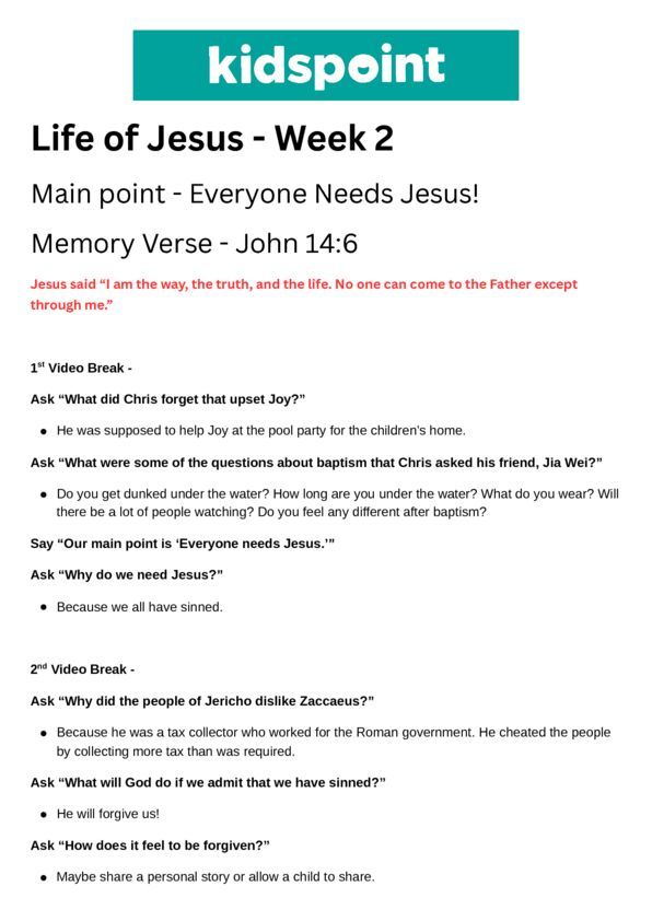 Life of Jesus - Week 2