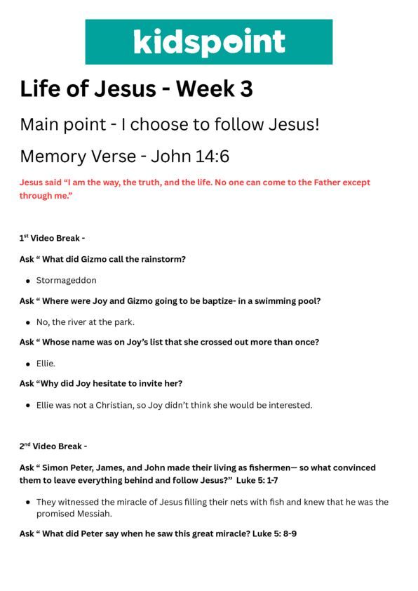 Life of Jesus - Week 3