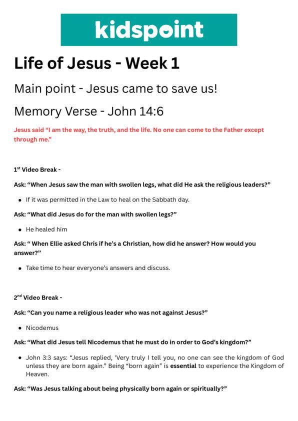 Life of Jesus - Week 1