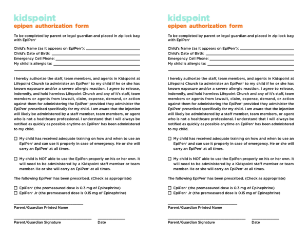 Kidspoint Epipen Form