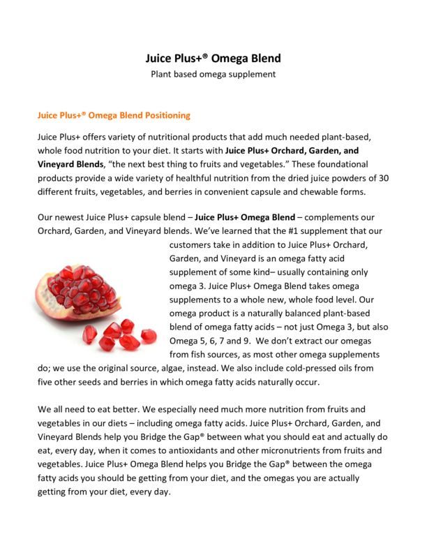 Introducing Juice Plus  Omega Blend