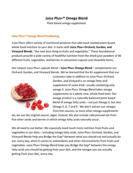 Introducing Juice Plus  Omega Blend