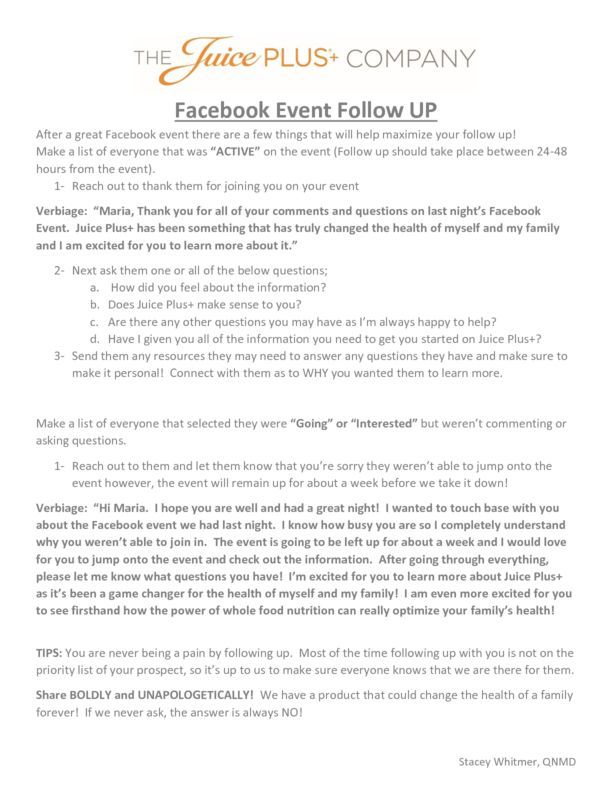 Facebook Event Follow Up
