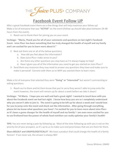 Facebook Event Follow Up