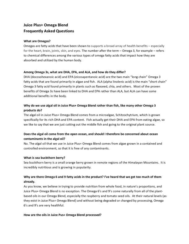 Omega Blend FAQs