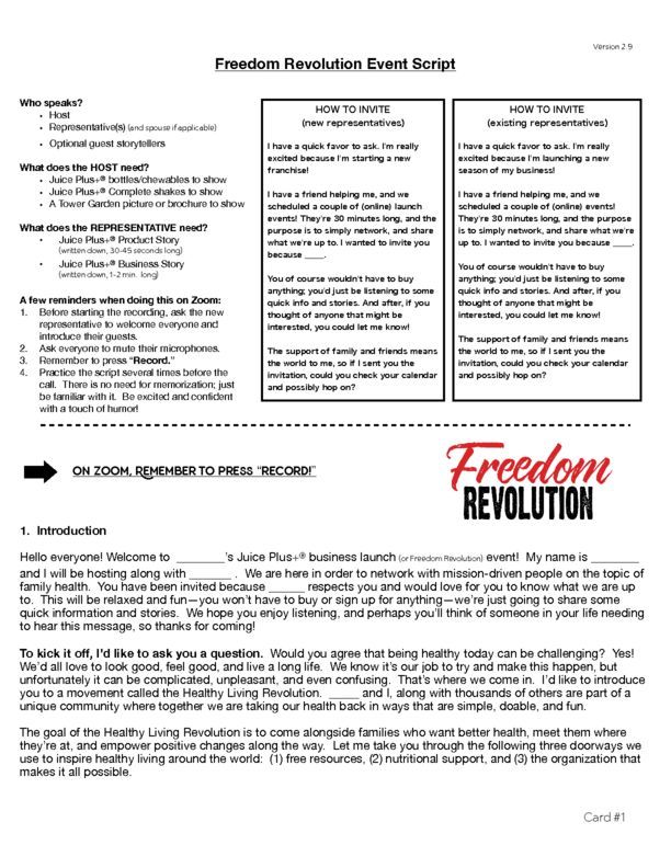 HLR Zoom Launch Call Script