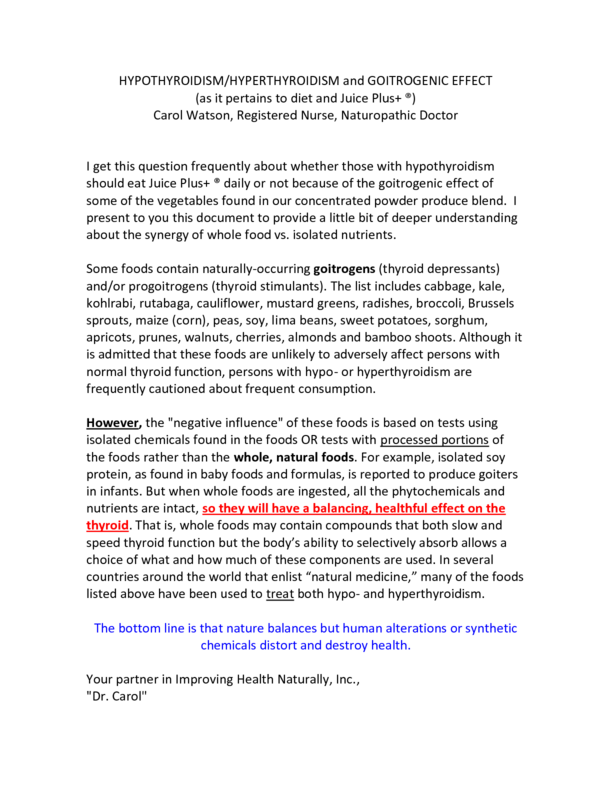 Carol Watson - Thyroid and Juice Plus