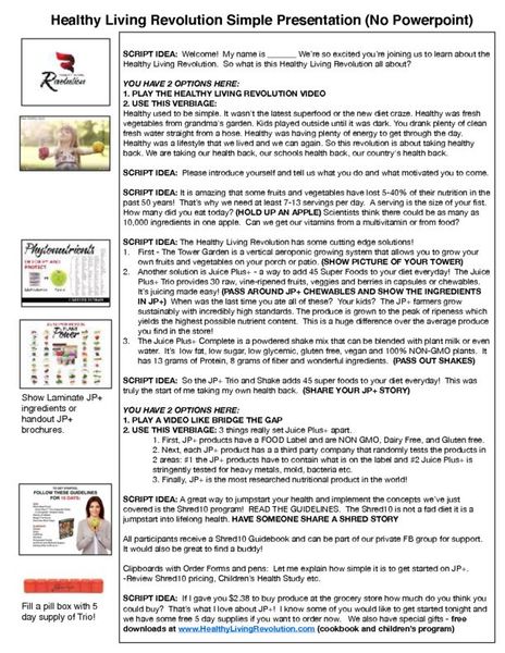 One Page Presentation Script