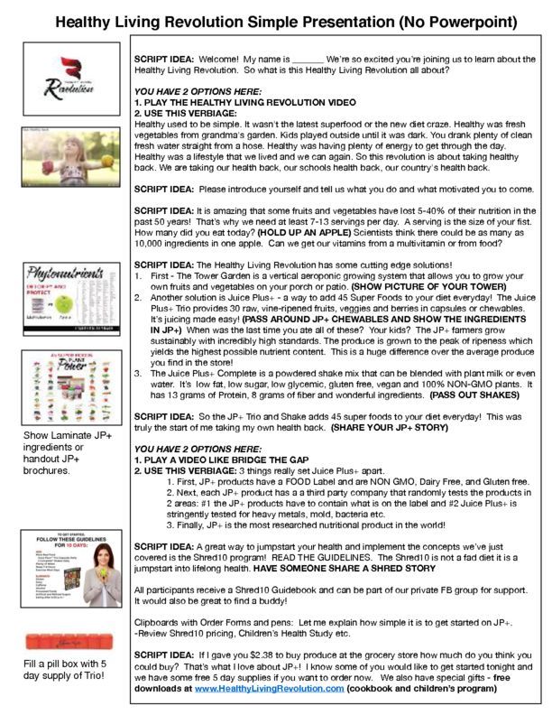 One Page Presentation Script