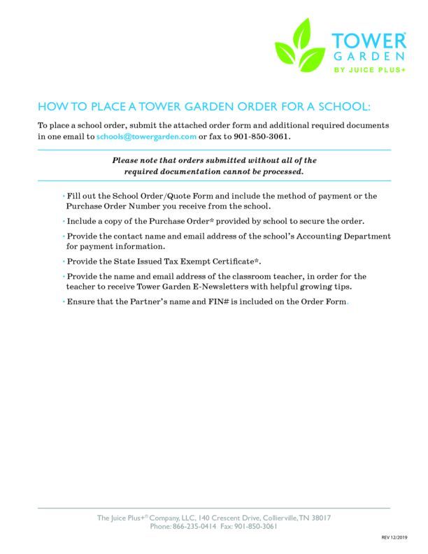 TG Order Form - School - 12.2019