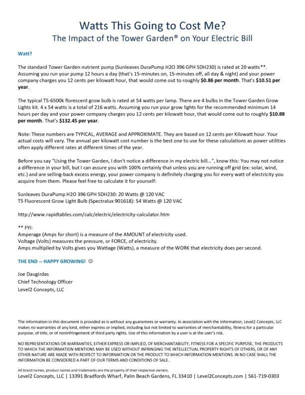 Tower Garden Watts Cost