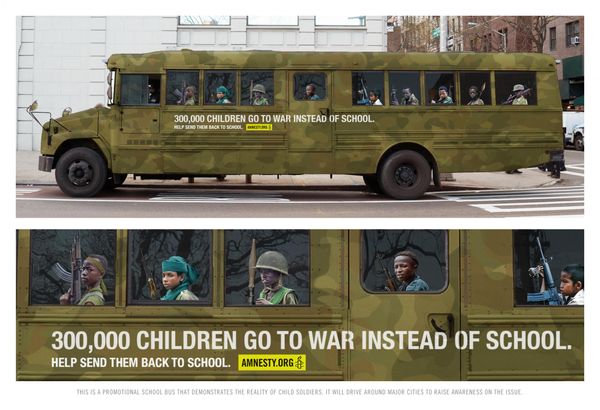 Amnesty International: Child soldier school bus | Ads of the World™