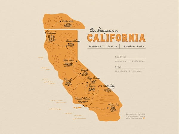 California Road Trip Map by Jen Bancino on Dribbble