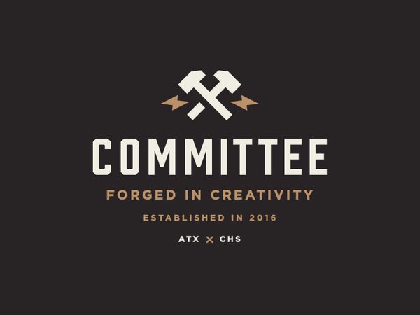 Committee pt. 4 hammer industrial power forge gear logo design apparel committee cmte