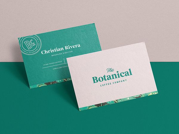 Botanical Coffee Business Cards business cards brand logo lettering stamp distressed vintage coffee…