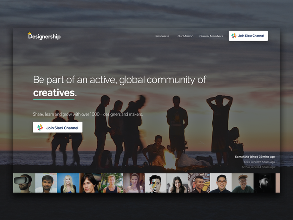 The Designership Homepage ux designer design community designers hero photography minimal clean bro…