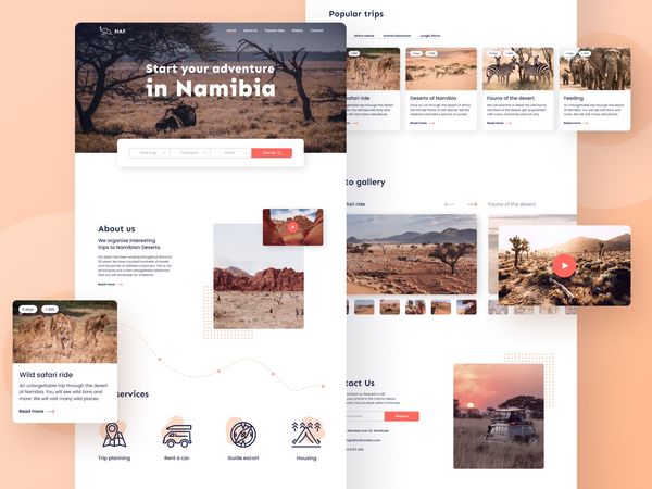 Travel agency website - UX/UI design tourism tourist tour namibia africa trip travel web ux landing…