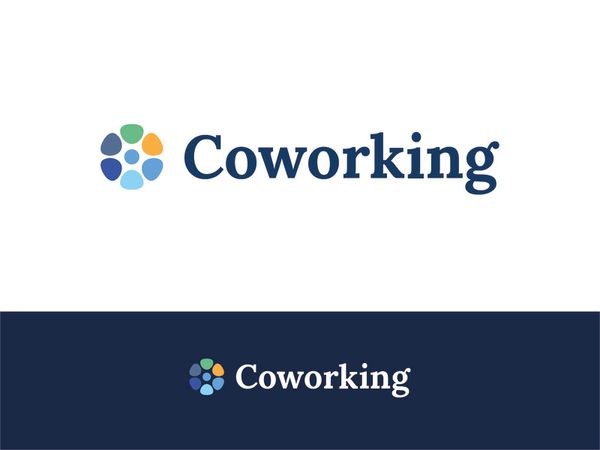 Coworking Logo dribbble professional branding co-motion new creative logo blue colors co-working co…