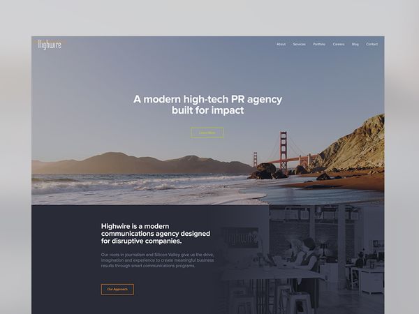 Highwire Homepage clear photography hero simple clean home web ui