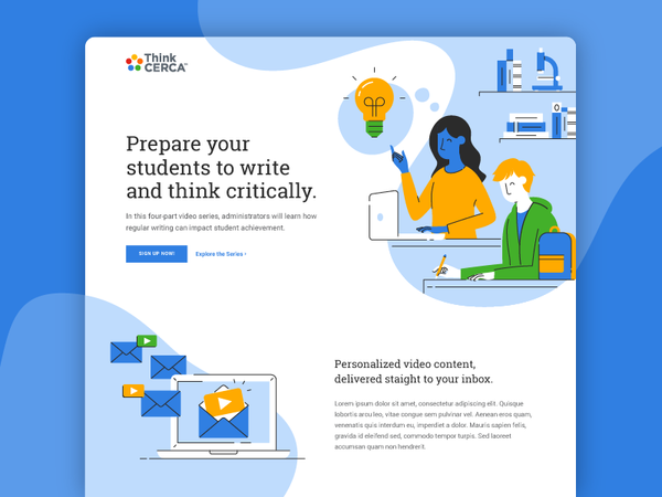 Spark Critical Thinking Landing Page lines illustrator webinar learning students web design organic…