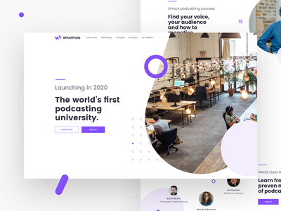 Courses Landing Page visual design website design uidesign shapes pattern clean purple ui website b…