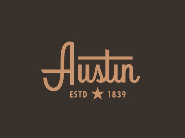 Austin capital custom type city star cowboy vintage western typography texas logo script austin