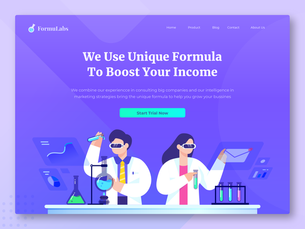 Formulabs Header Concept future tech laboratory scientist science noansa landing page header apps w…