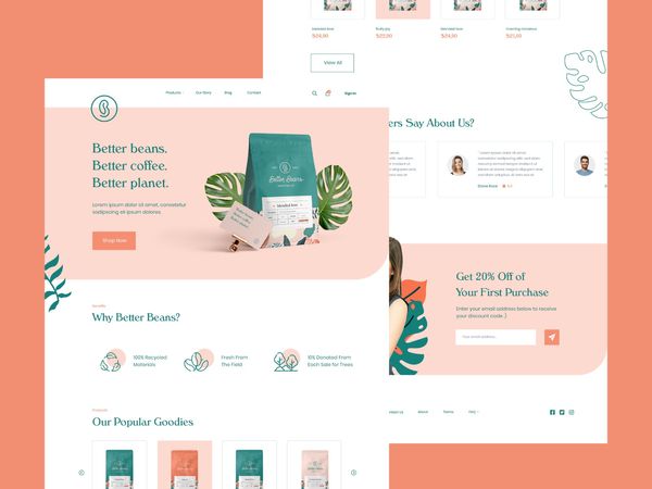 Better Beans Website coffee website uiux ui website leaves packaging modern ethiopian coffee brand …