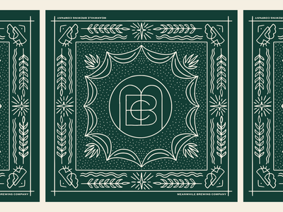 Meanwhile Brewing Co. Bandana procreate graphic design branding badge beer brewery linework monolin…