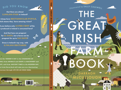 The Great Irish Farm Book childrens book book cover sally caulwell farm animals nature vector lands…