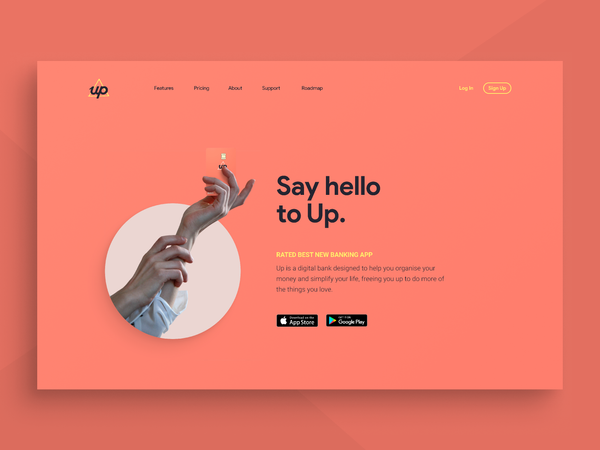 Up Bank - Website Redesign landing page ui redesign fun bank up