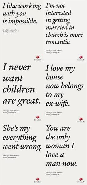 Swiss Life insurance copywriting from the peanut gallery: Life's twists and turns