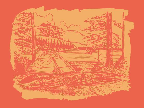 Parks Project-Camp site illustration retro tent parksproject mountains colorado nature outdoors bac…
