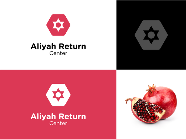 Aliyah Return Center branding star of david pomegranate logo